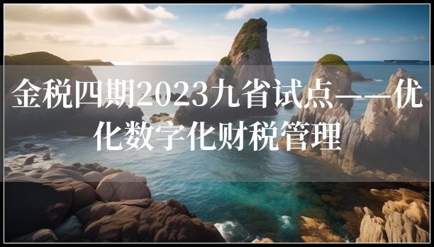金税四期2023九省试点——优化数字化财税管理